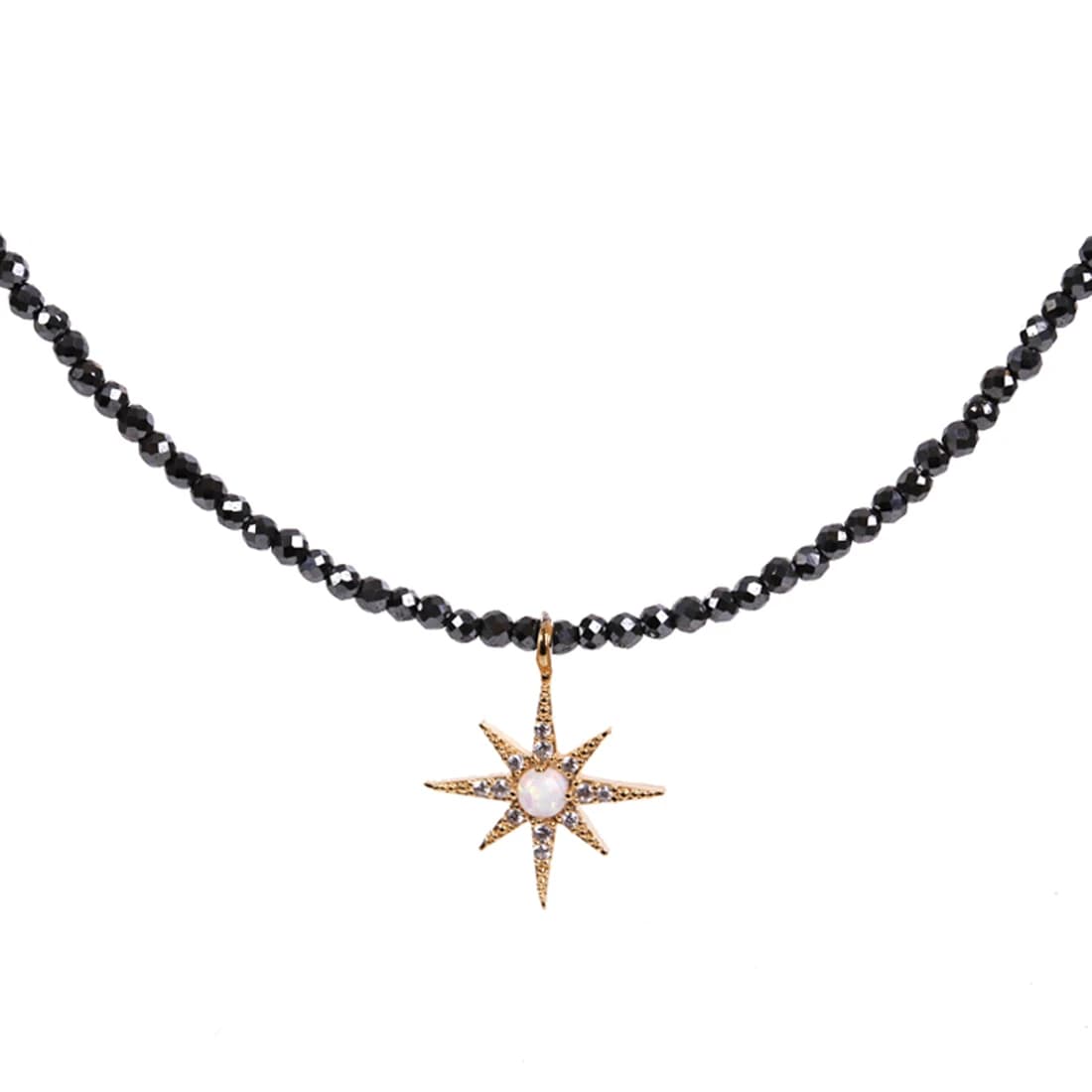 E'toile Opal Hematite Necklace_Gold