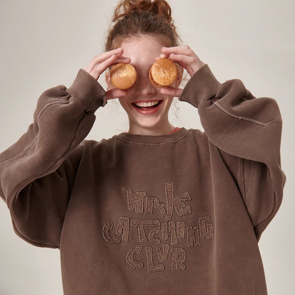 Hava Patchwork Pigment Sweatshirt Brown