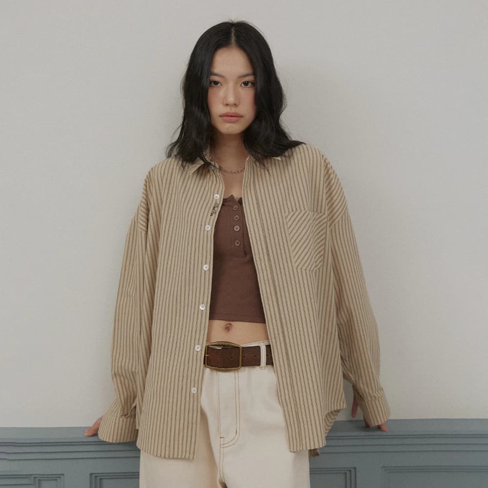 バーキンストライプシャツ- Mocha