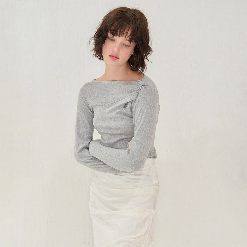 TWIST LONG T-SHIRT GRAY