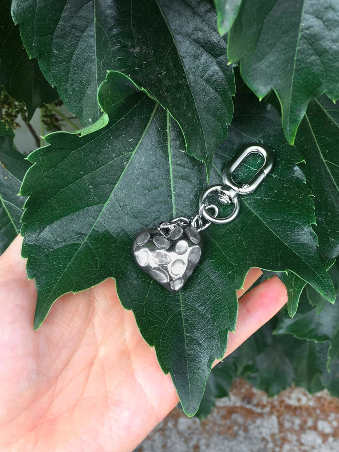 SILVER HEART KEYRING