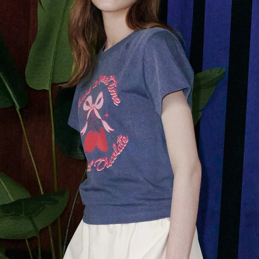 [HAST] スウィートチェリー クロップTシャツ - Navy