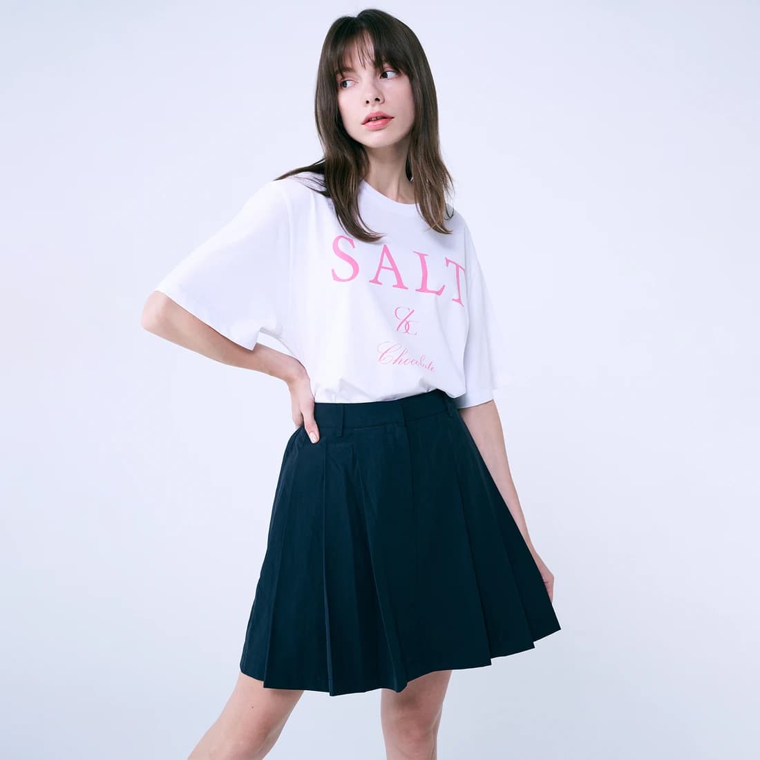 SAC ナイロン プリーツスカート - Navy