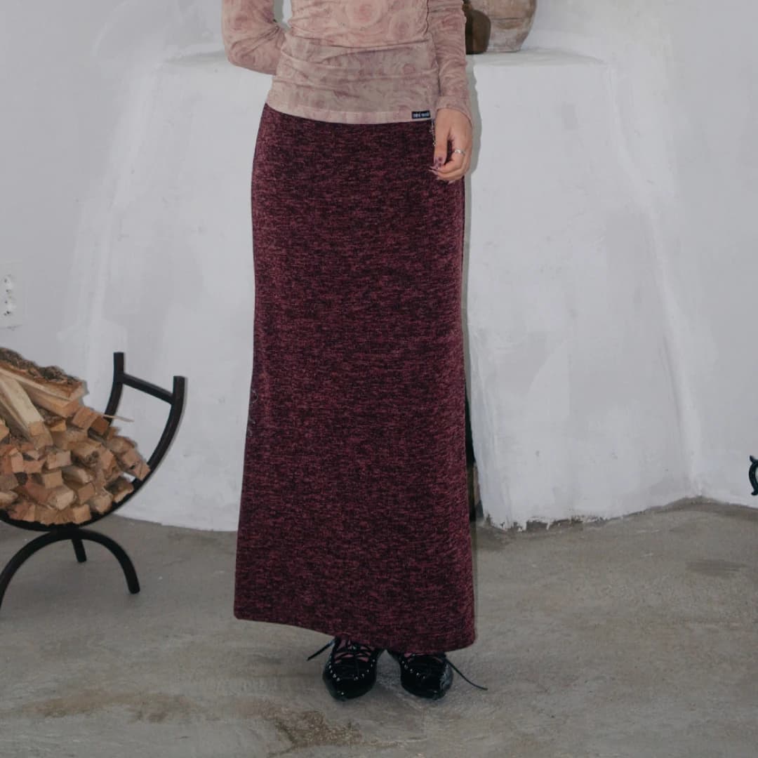 Studded maxi skirt(Wine)