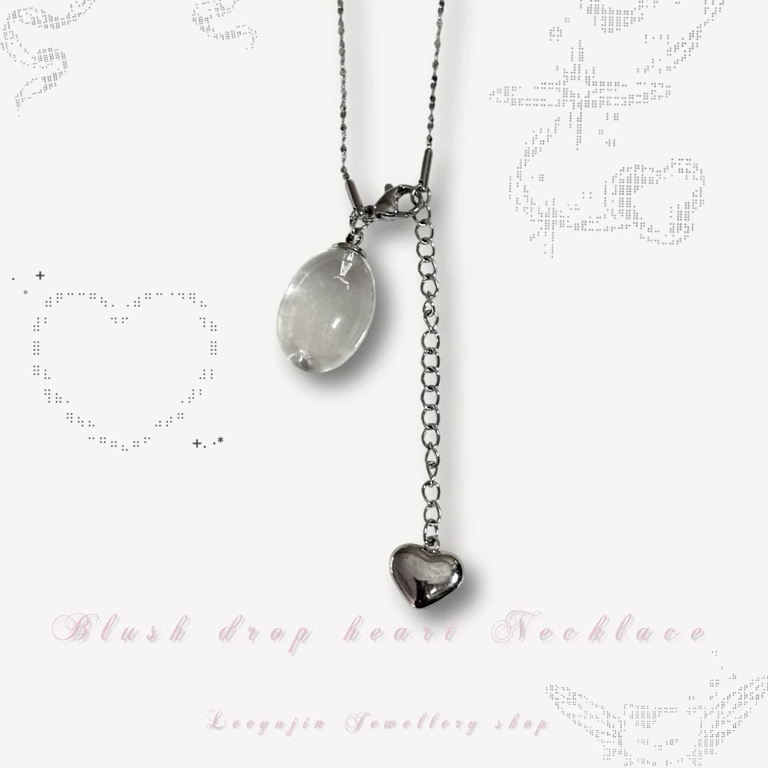 Blush drop heart necklace