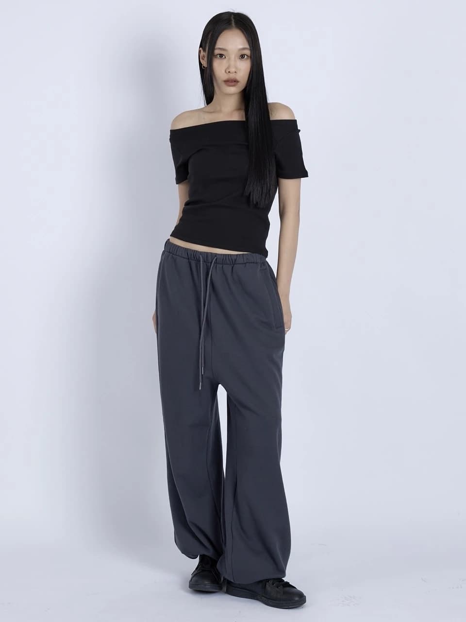 オフショルダートップ - Black