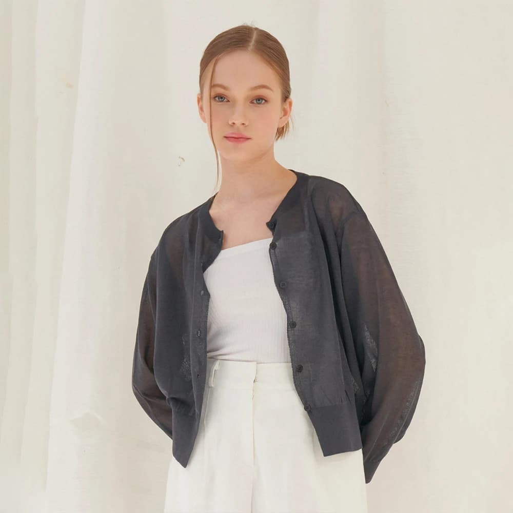 SUMMER LINEN CARDIGAN CHARCOAL