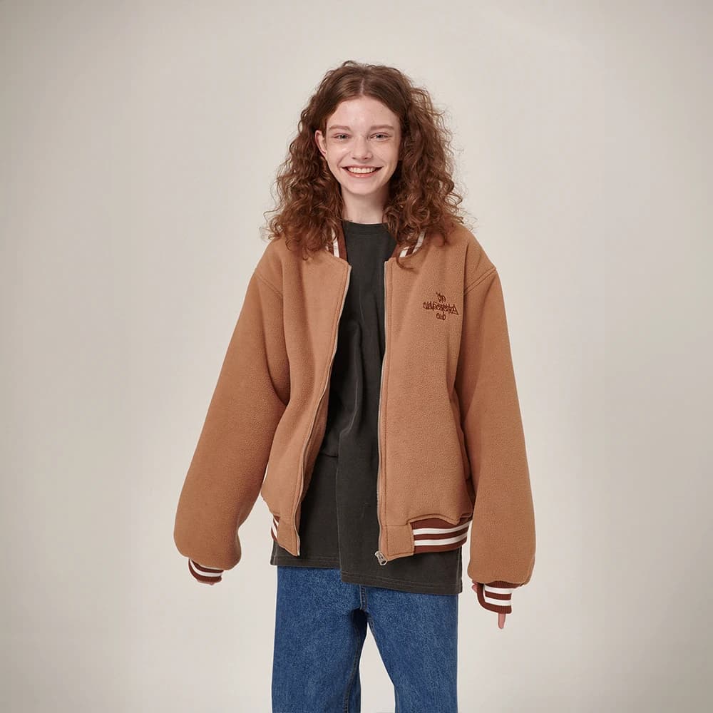Ecco Fleece Varsity Jacket Brown