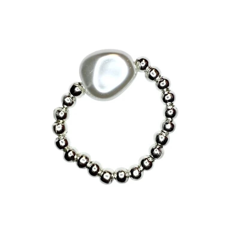 Button Pearl Beaded Ring