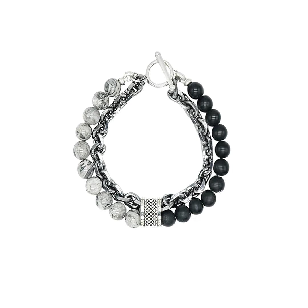 nisex] Chrome X-Black gemstone Bracelet