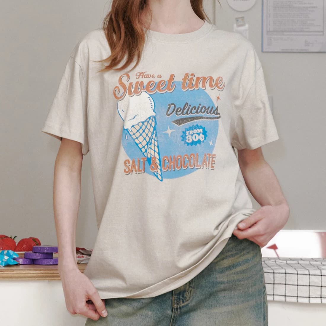 [HAST] スウィートコーンアイスクリームTシャツ - Oatmeal