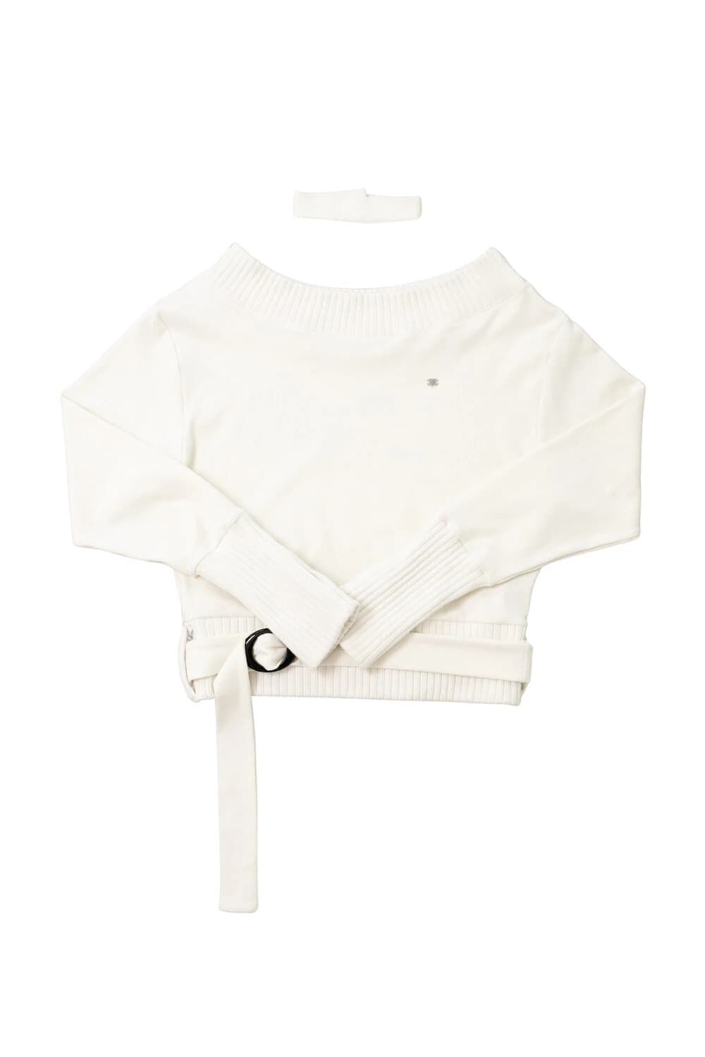 [ID] Logo Off-Shoulder Sweatshirt (Choker Set) (Ivory)