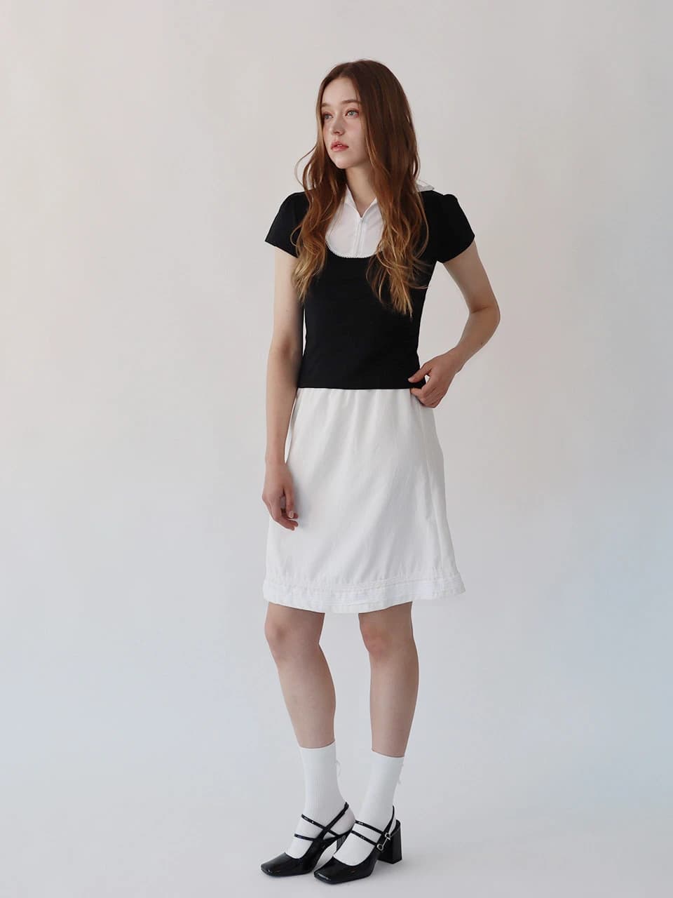 Free Lace Midi Skirt (white)