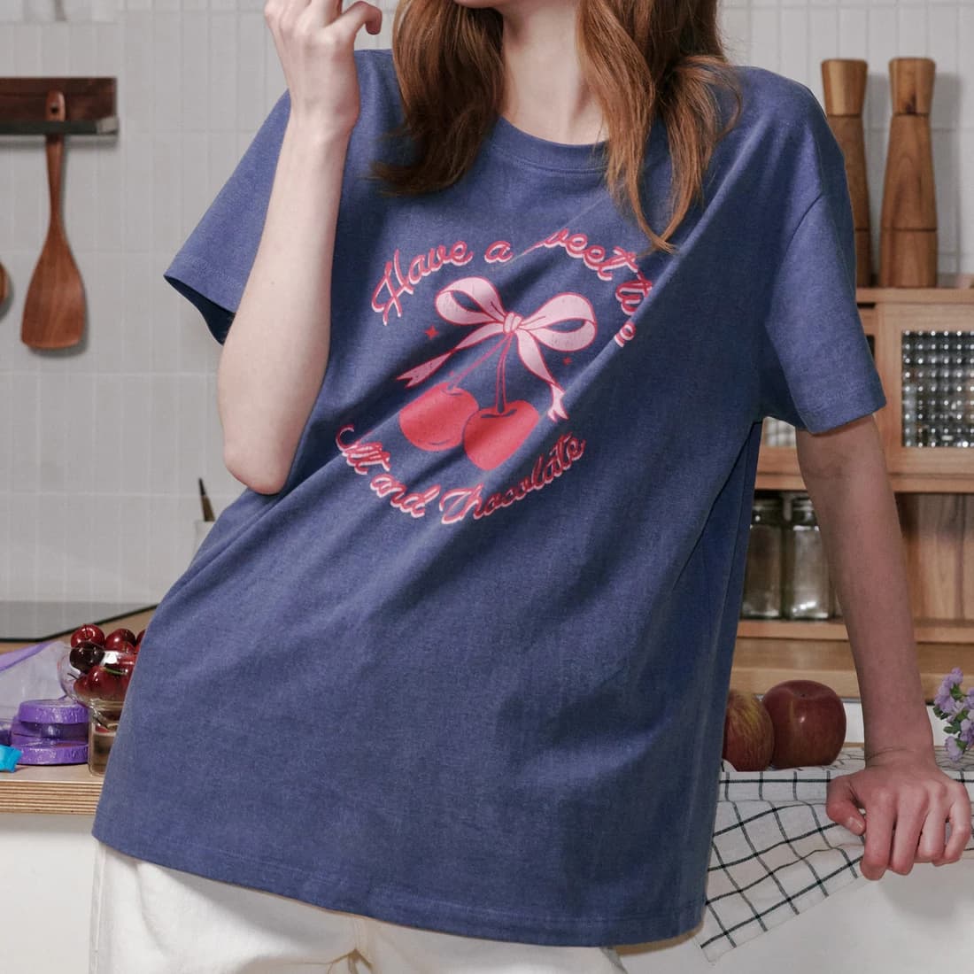 [HAST] スウィートチェリーTシャツ - Navy