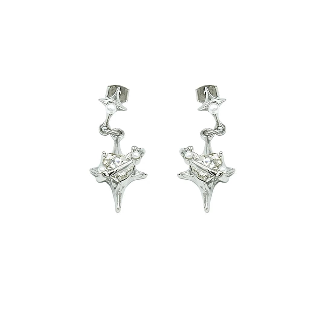 Cubic heart planet Earring [silver]