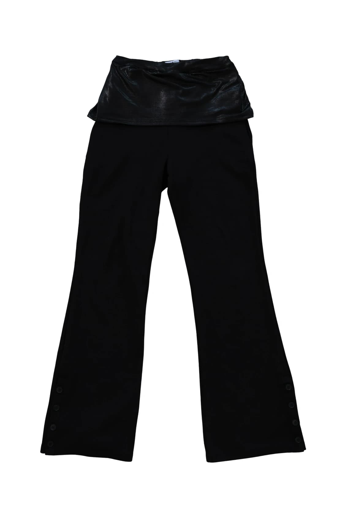 [ID] Layered Leather Bootcut Pants (Black)