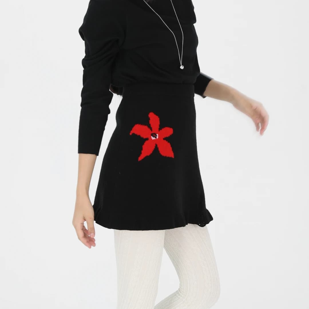 Wool cashmere blended Nancho skirt(Black)