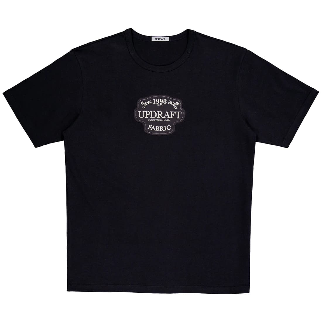 [UPDRAFT] APPLIQUE COTTON UNISEX T-SHIRT BLACK