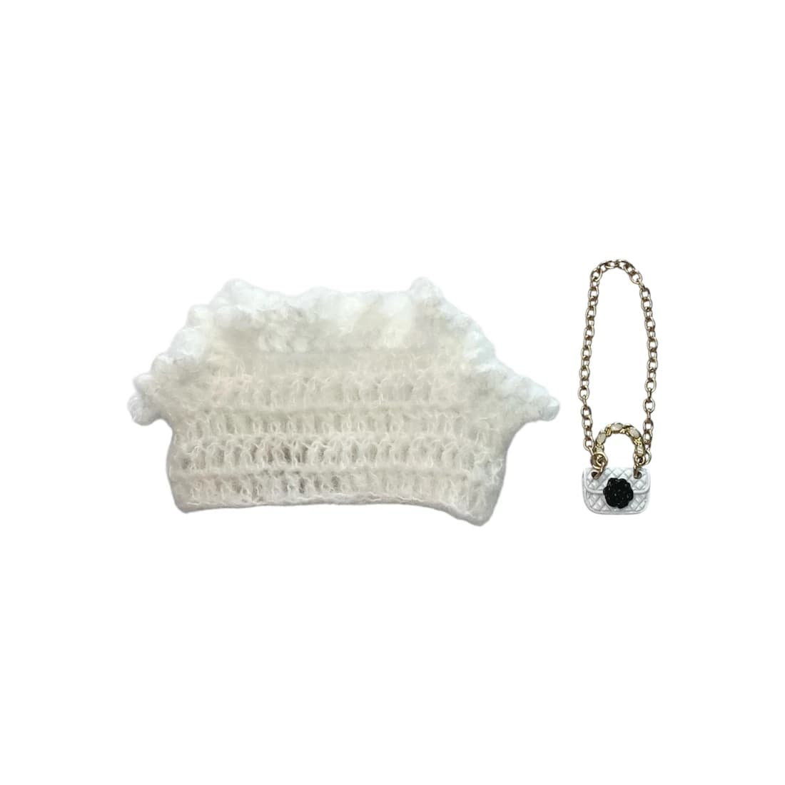 White Top & Mini Bag Doll Clothes Set