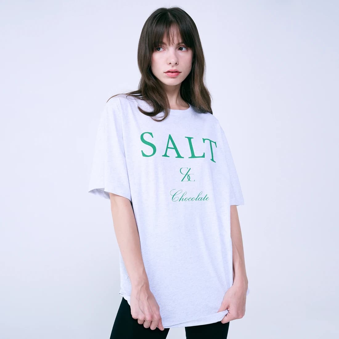 SALT レタリングTシャツ - Melange gray