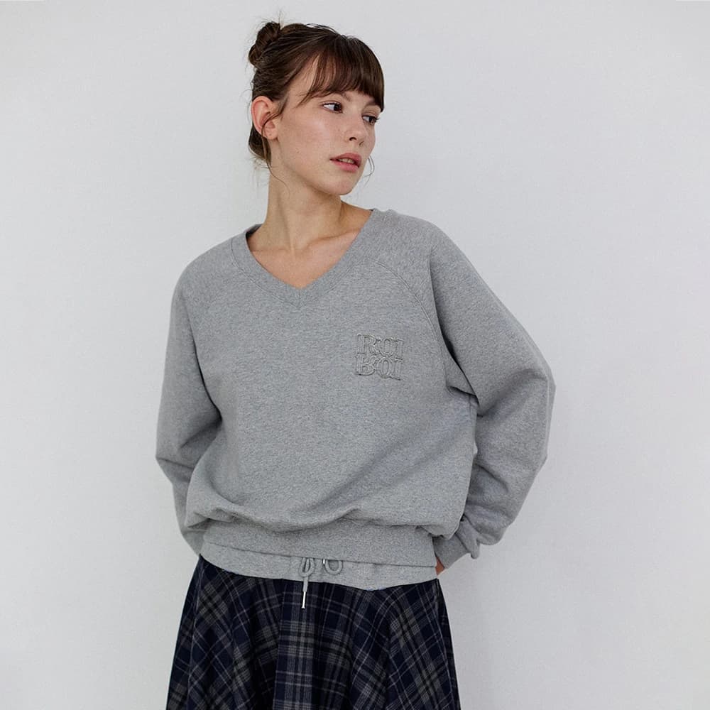 Vネックロゴスウェットシャツ - Gray