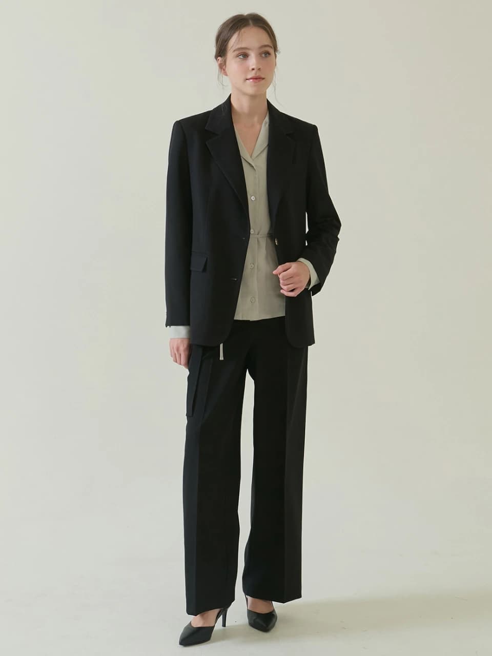 Aube Wool Wide Slacks _ Black