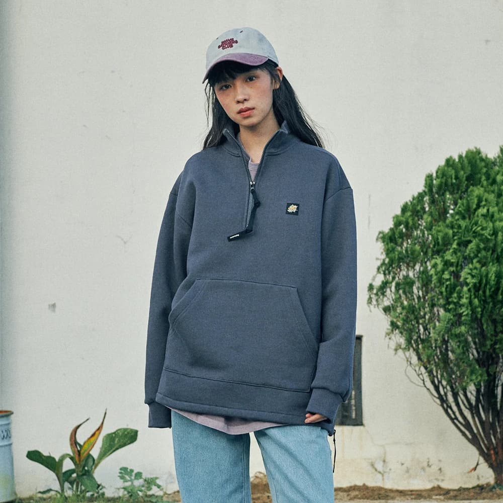 lod Half Zip-Up Sweatshirt Charcoal