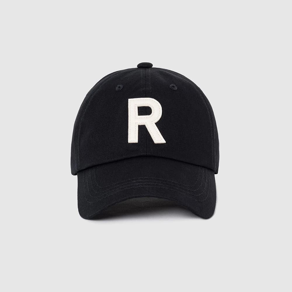 Rロゴパッチ刺繍入りボールキャップ- Black