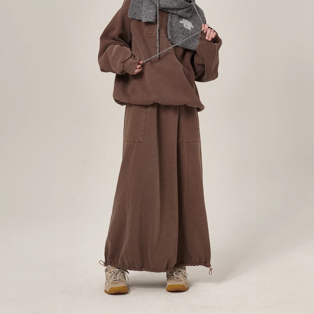 Hava Patchwork Pigment Sweatskirt Brown
