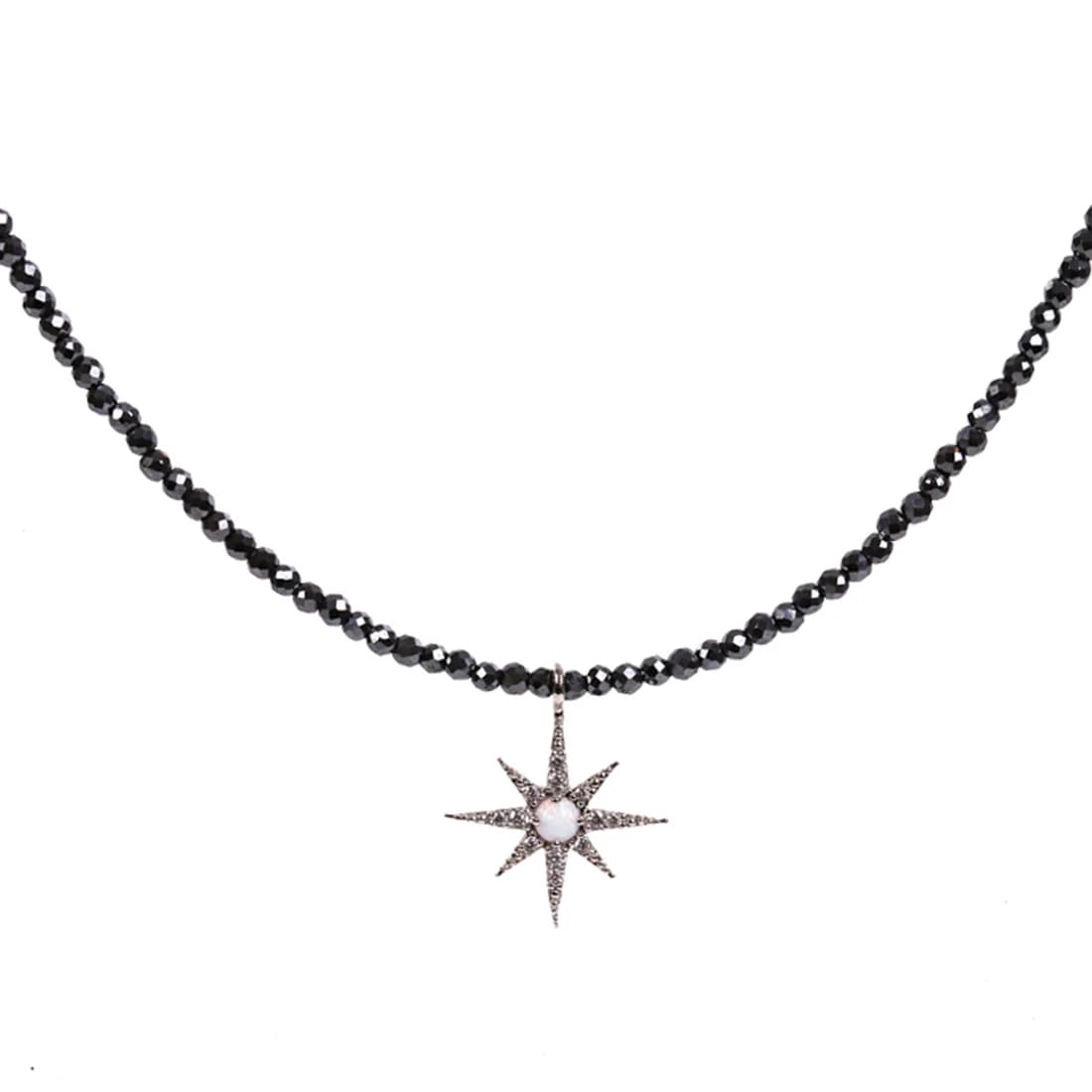 E'toile Opal Hematite Necklace_Silver