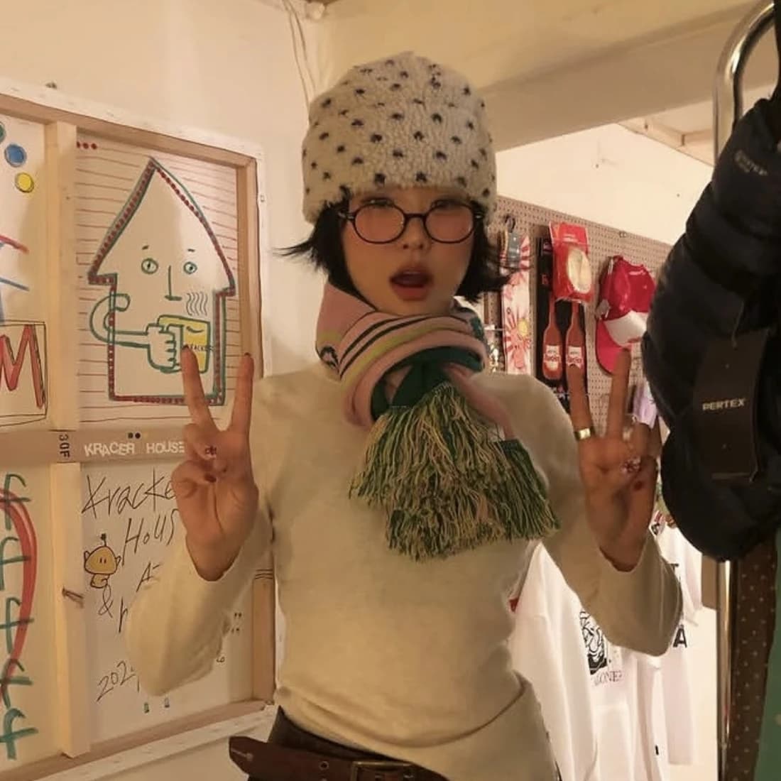 Dot dumble fleece beanie (ivory)