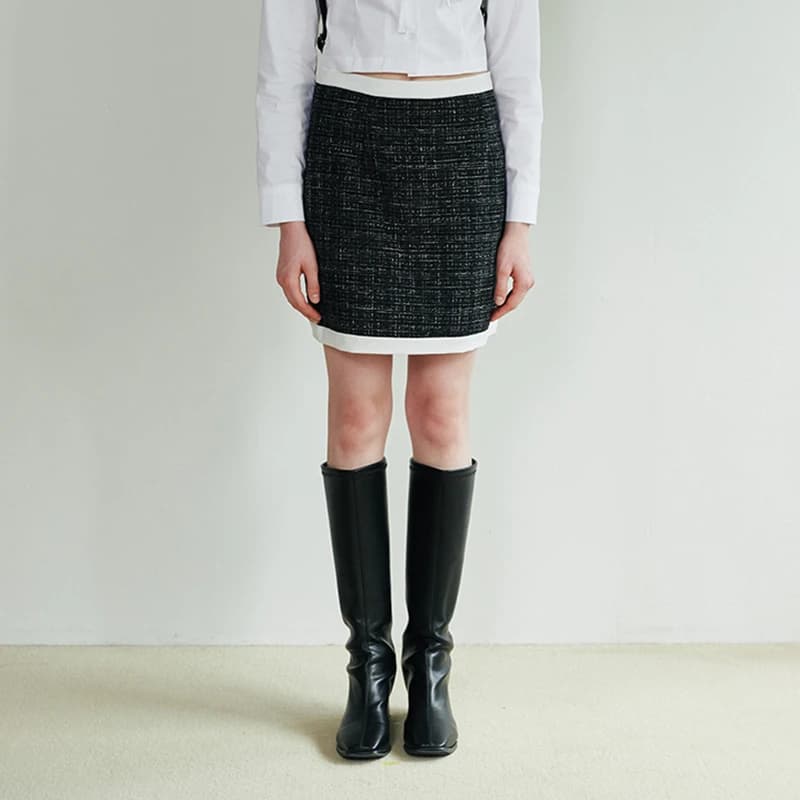 Bling Tweed Skirt - BLACK