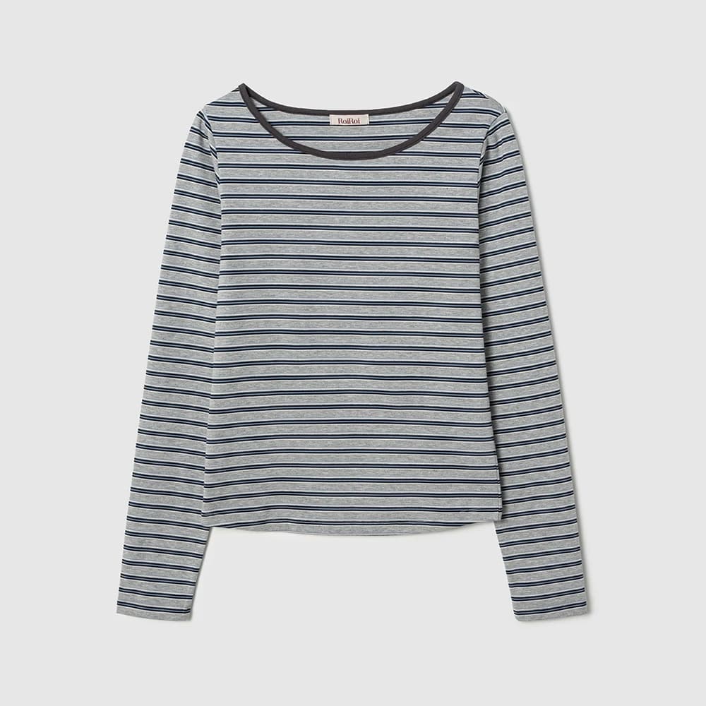 ストライプロングスリーブTシャツ - Gray