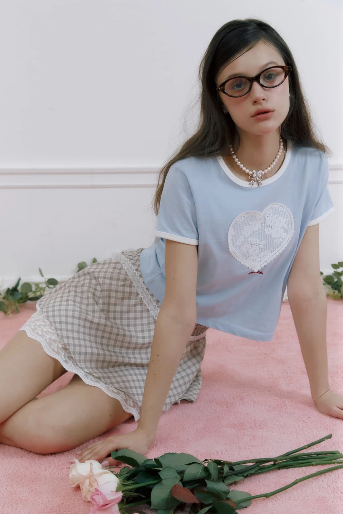 Heart shushu t-shirt(Baby blue)