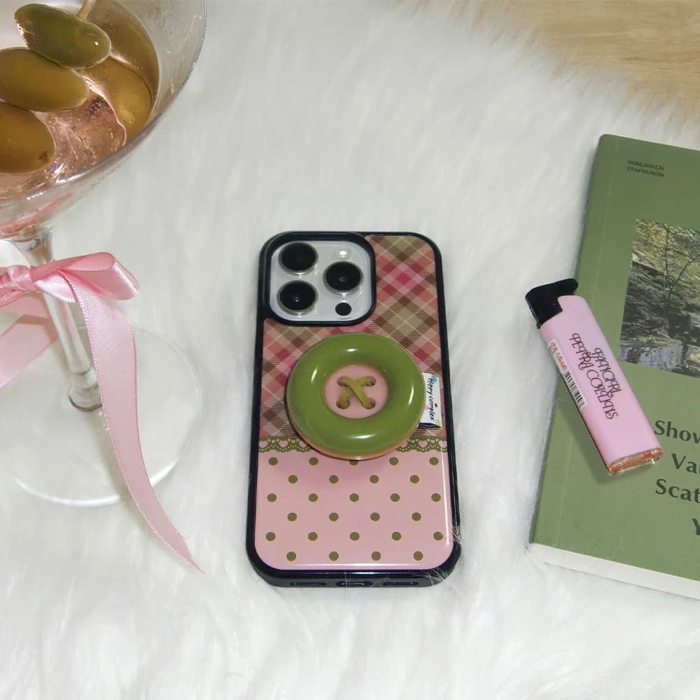 【MagSafe対応】 Vintage Patch Case_Pink Olive