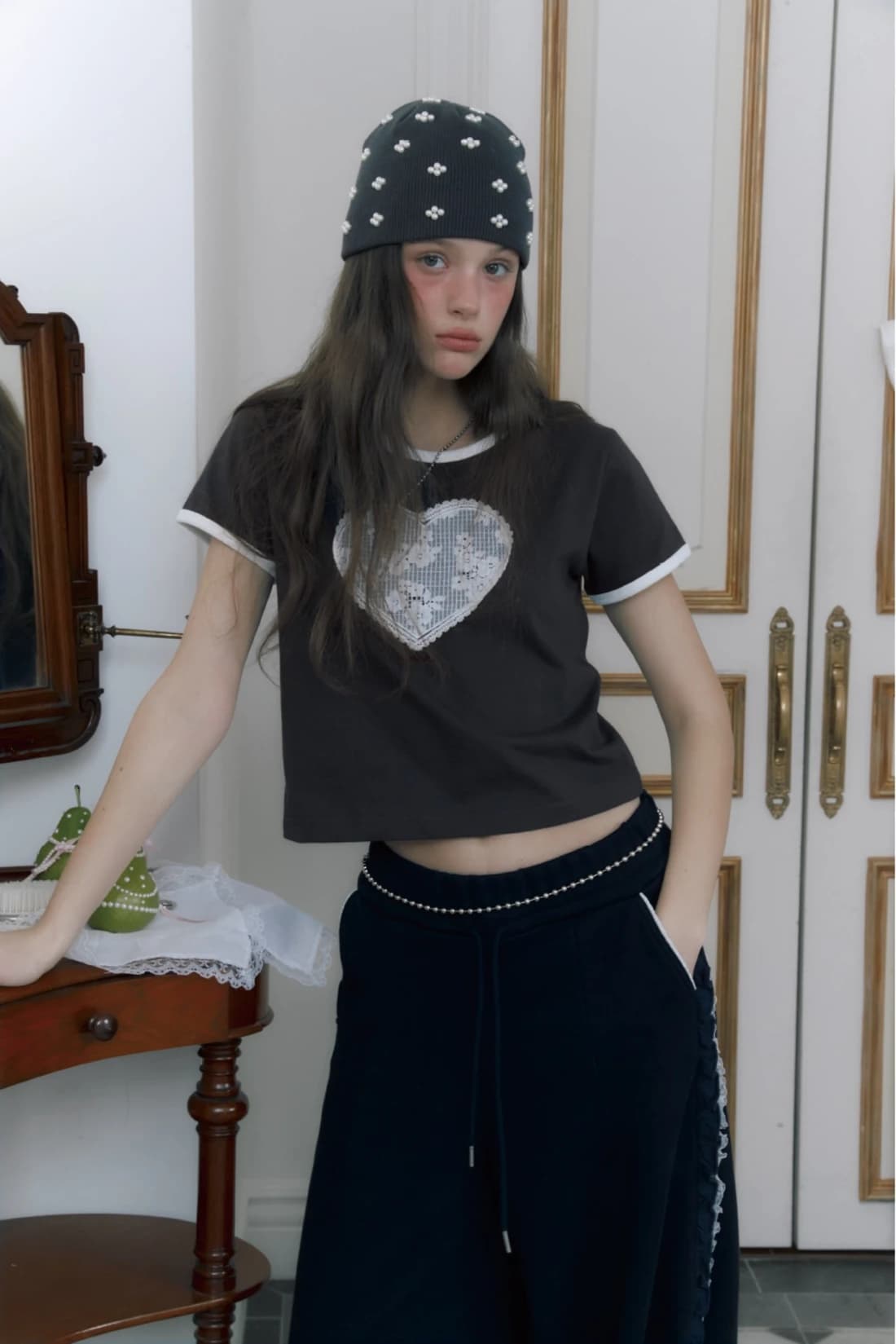 Heart shushu t-shirt(Charcoal)