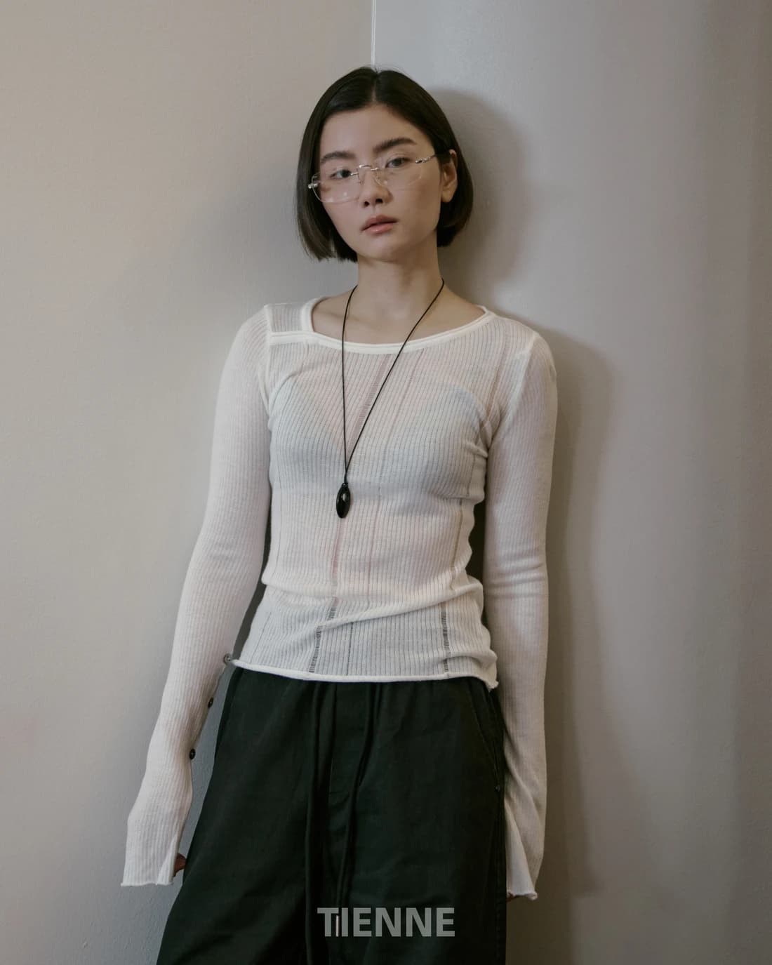 Calia Boat Neck Button-Sleeve Knit_White