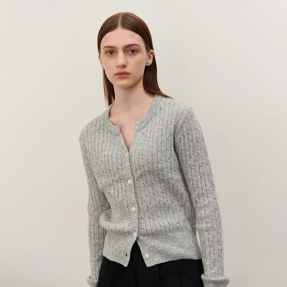 CABLE SLIT KNIT GRAY