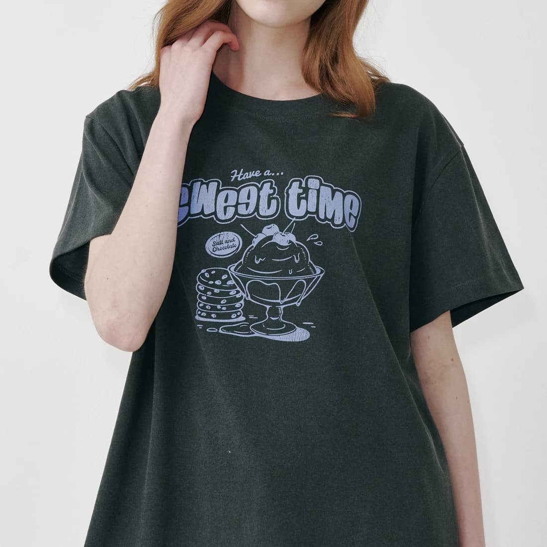 [HAST] スウィートカップアイスクリームTシャツ - Charcoal