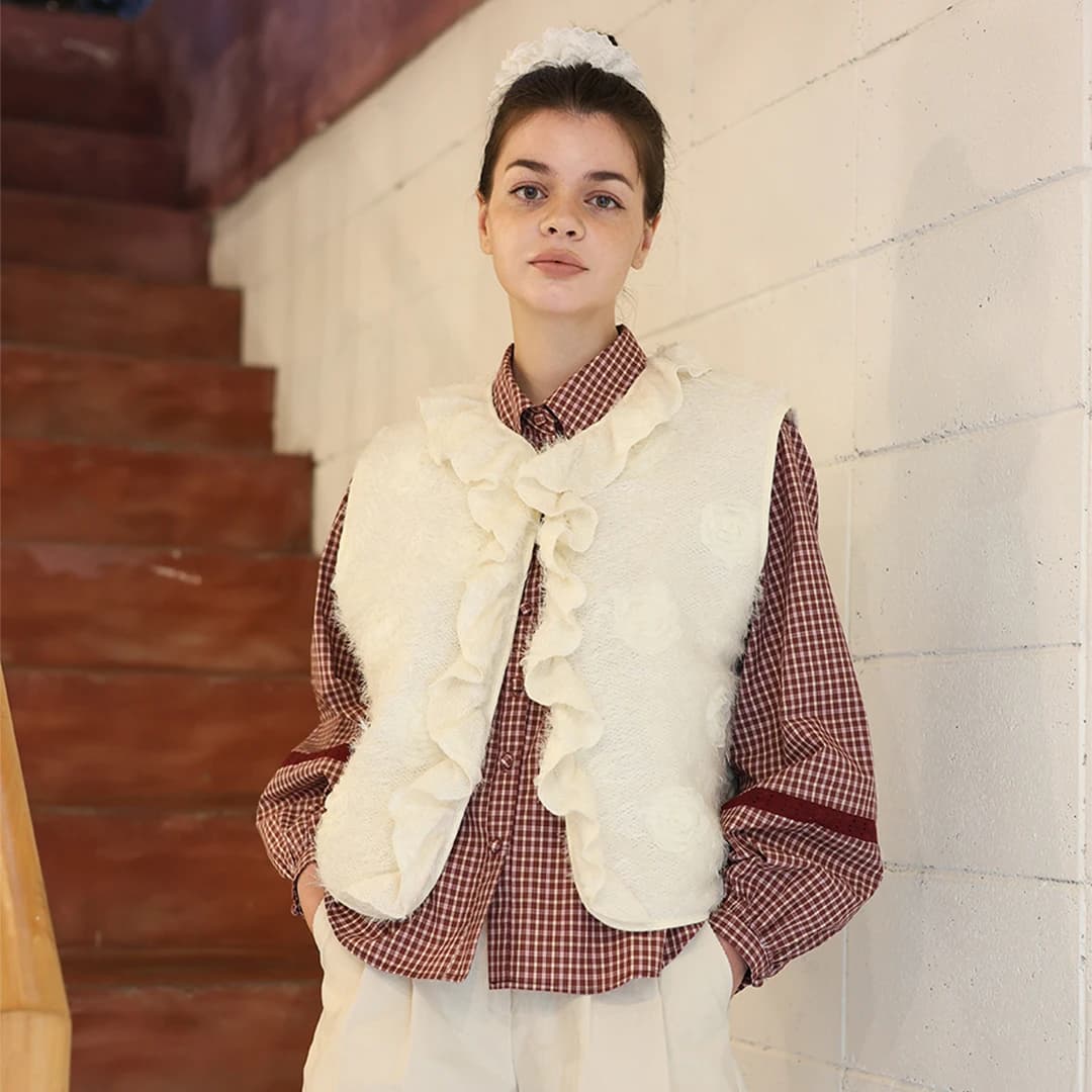 Rosie Frill Vest_cream