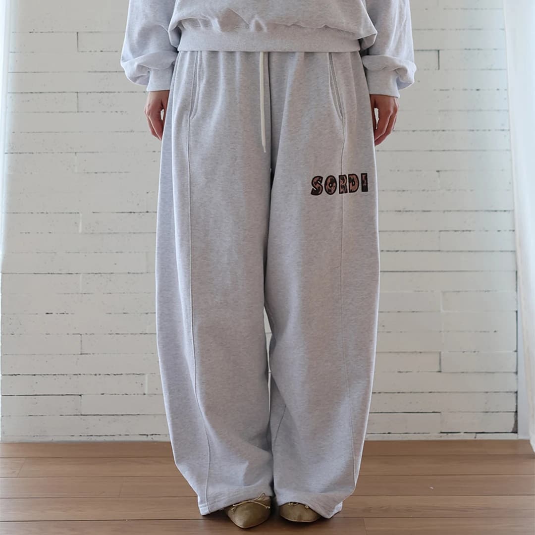 Logo Leo Sweat Pants_white melange
