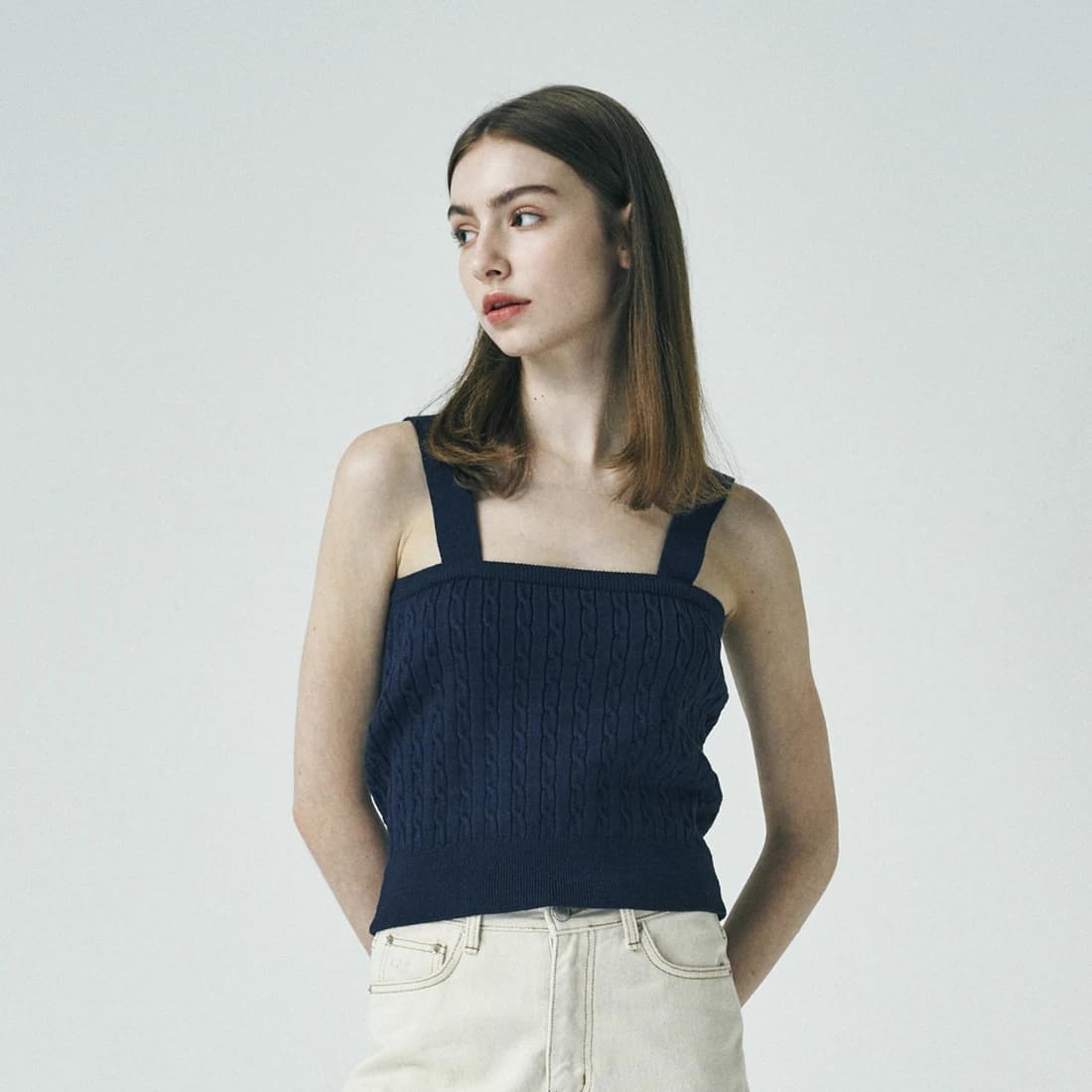 ケーブルニット トップス - Navy