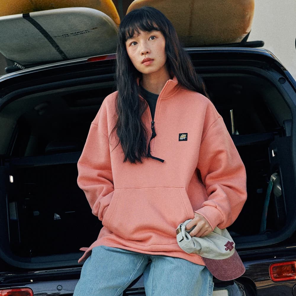 Flod Half Zip-Up Sweatshirt Pink