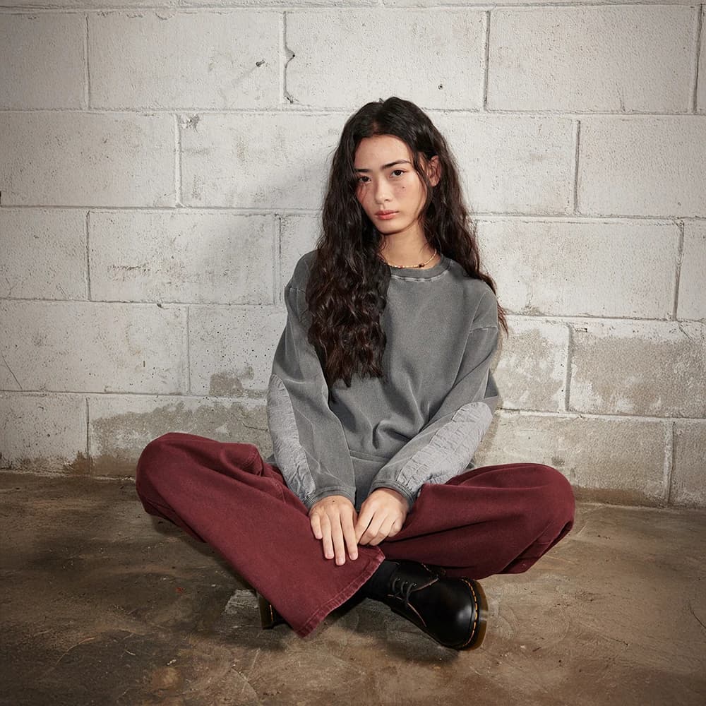 Tyde Waffle Pigment Longsleeve T-Shirt Grey