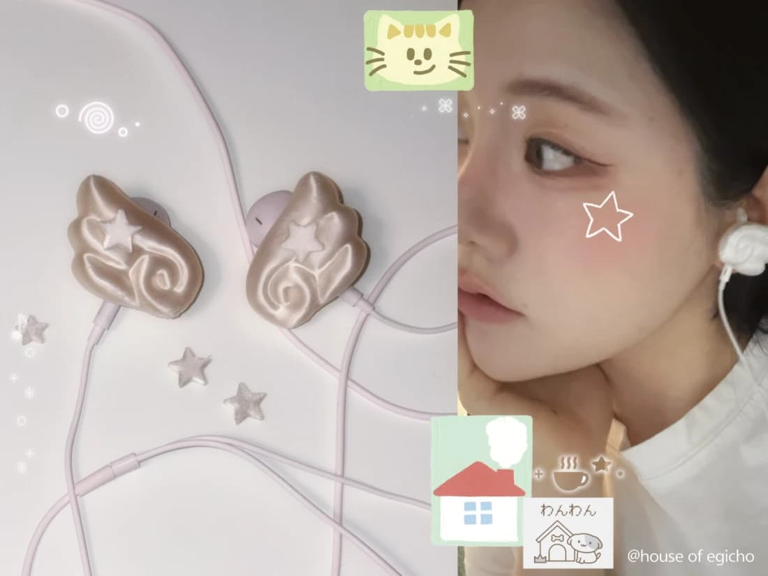 angel earphone deco cap ଘ(੭ˊᵕˋ)੭* ੈ✩‧₊˚