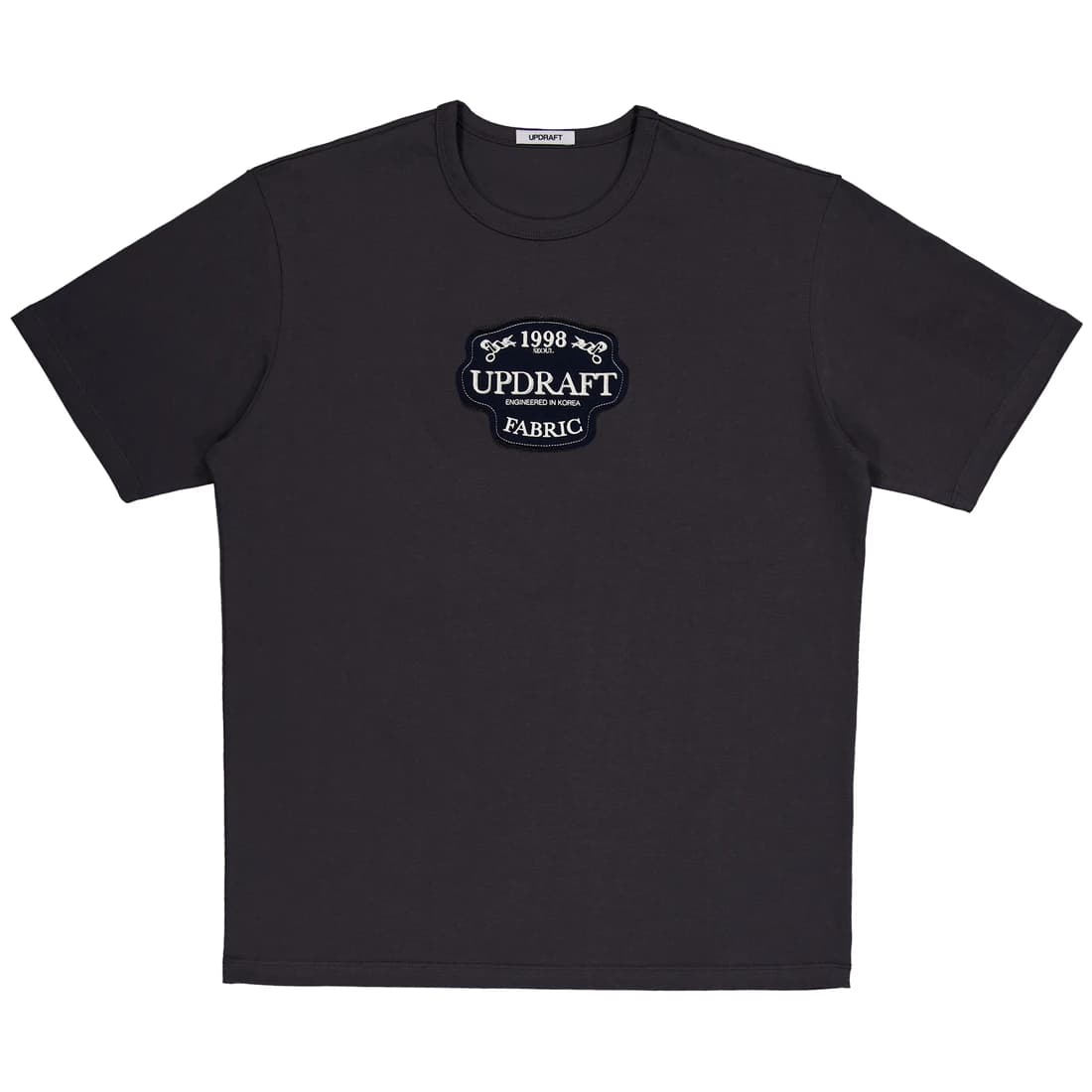 [UPDRAFT] APPLIQUE COTTON UNISEX T-SHIRT GRAY