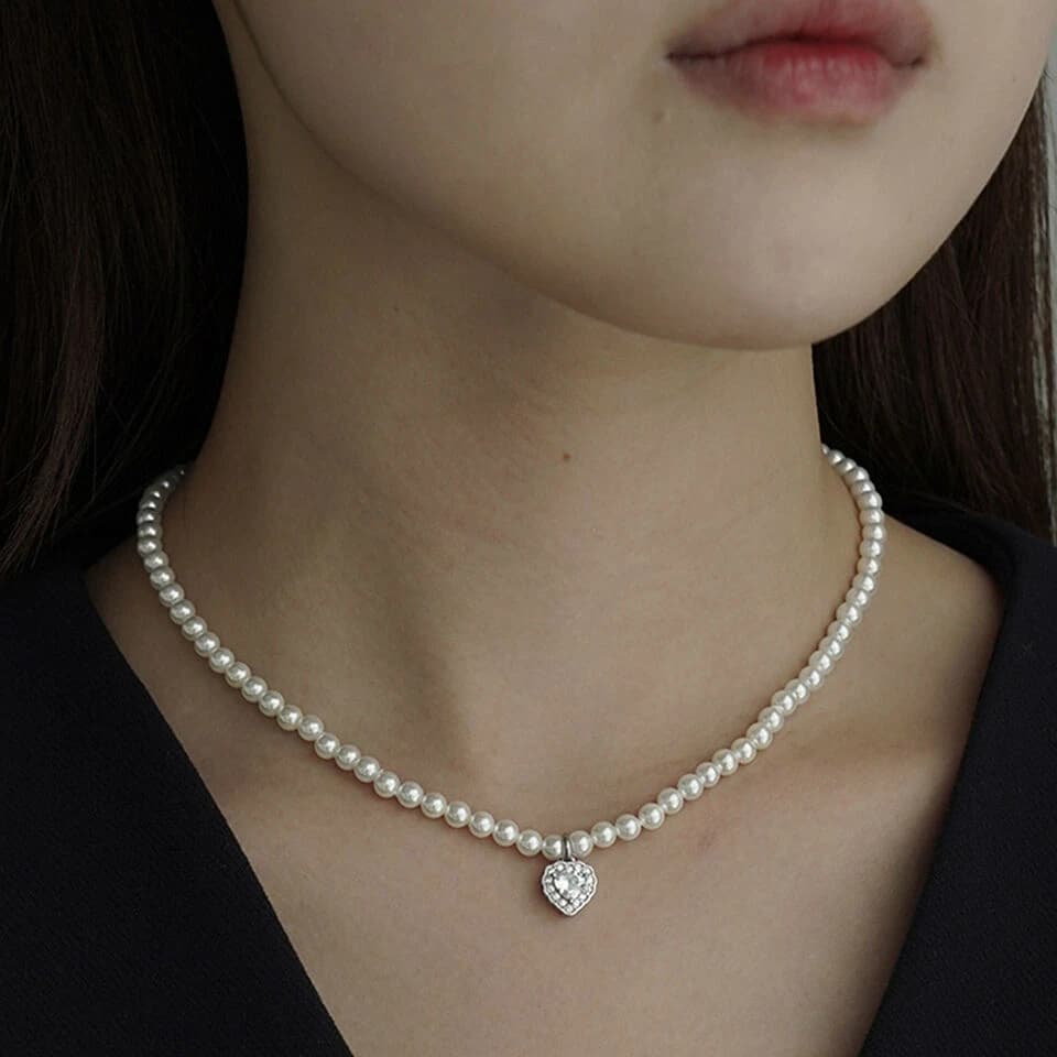 [Silver925] Moika Heart Pearl Necklace