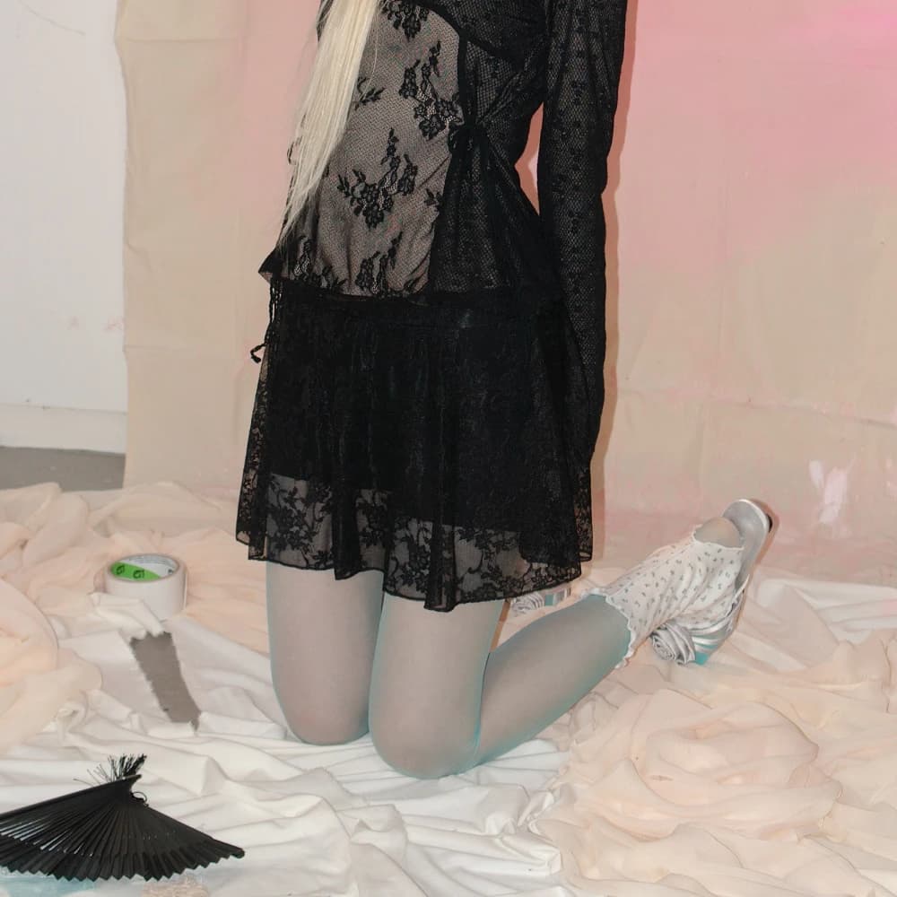 Sheer Layered Skirt (Black)