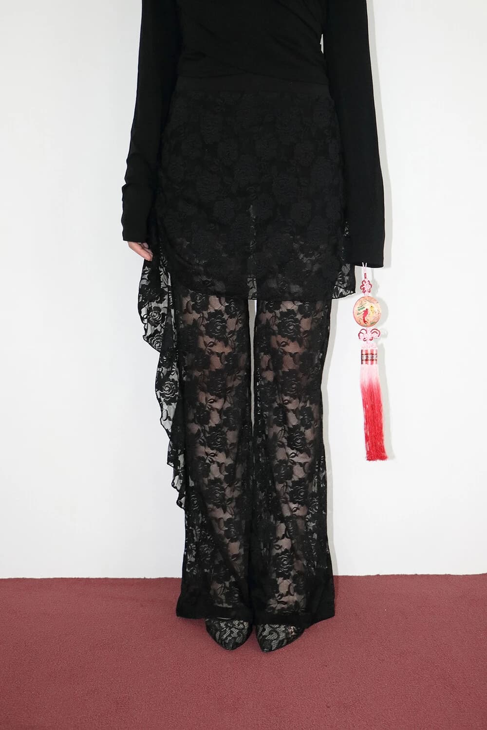紅煙 Flower lace pantskirt