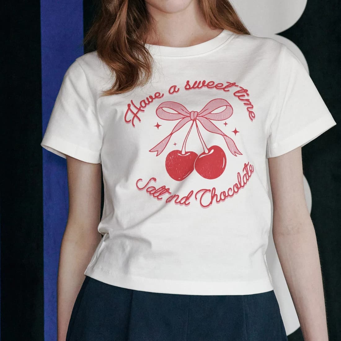 [HAST] スウィートチェリー クロップTシャツ - Ivory